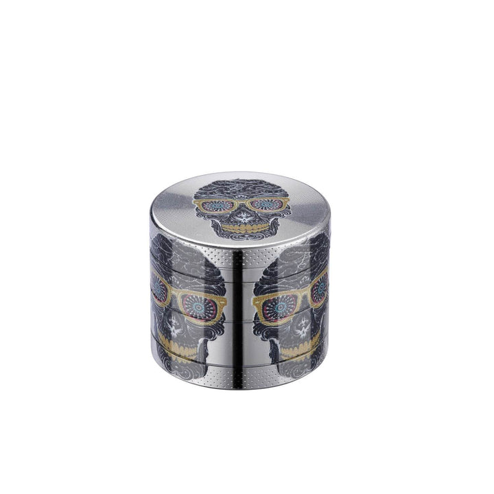 Mini-Grinder Skull, 4-teilig, 40 mm, Schwarz – Mühle für Kräuter und Tabak