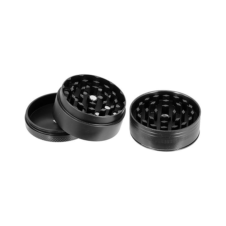 Schwarzer Alu Grinder 50mm mit USB-Feuerzeug
