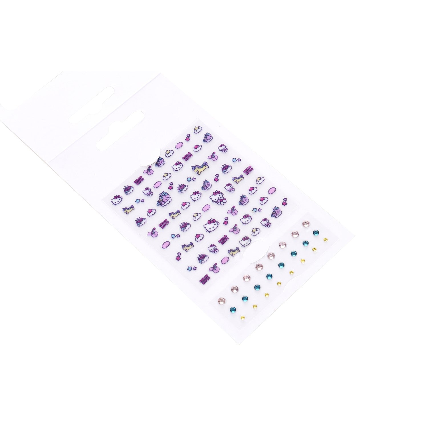 Stickerbogen mit Hello Kitty Motiven und 24 Strasssteinen