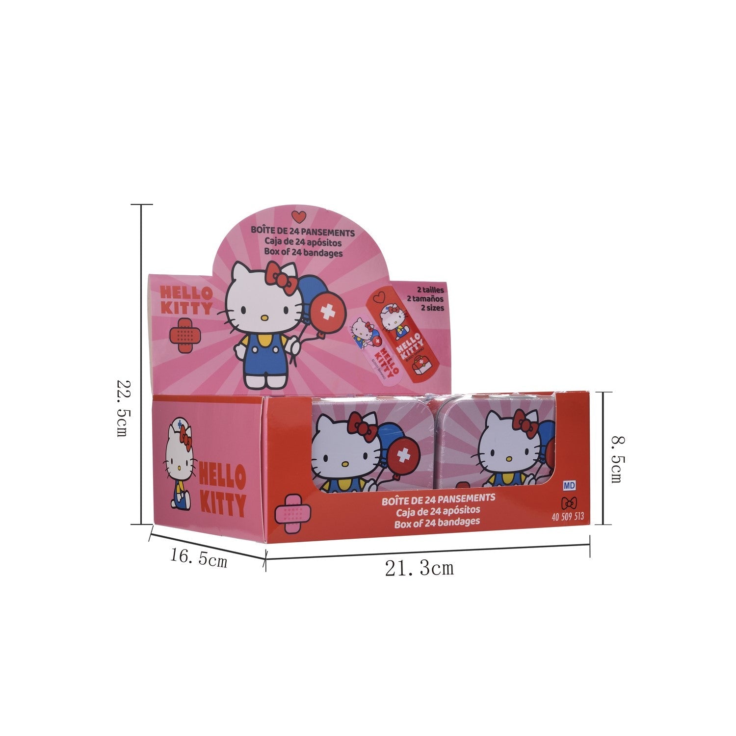 Hello Kitty Pflaster Display mit 24 Metalldosen