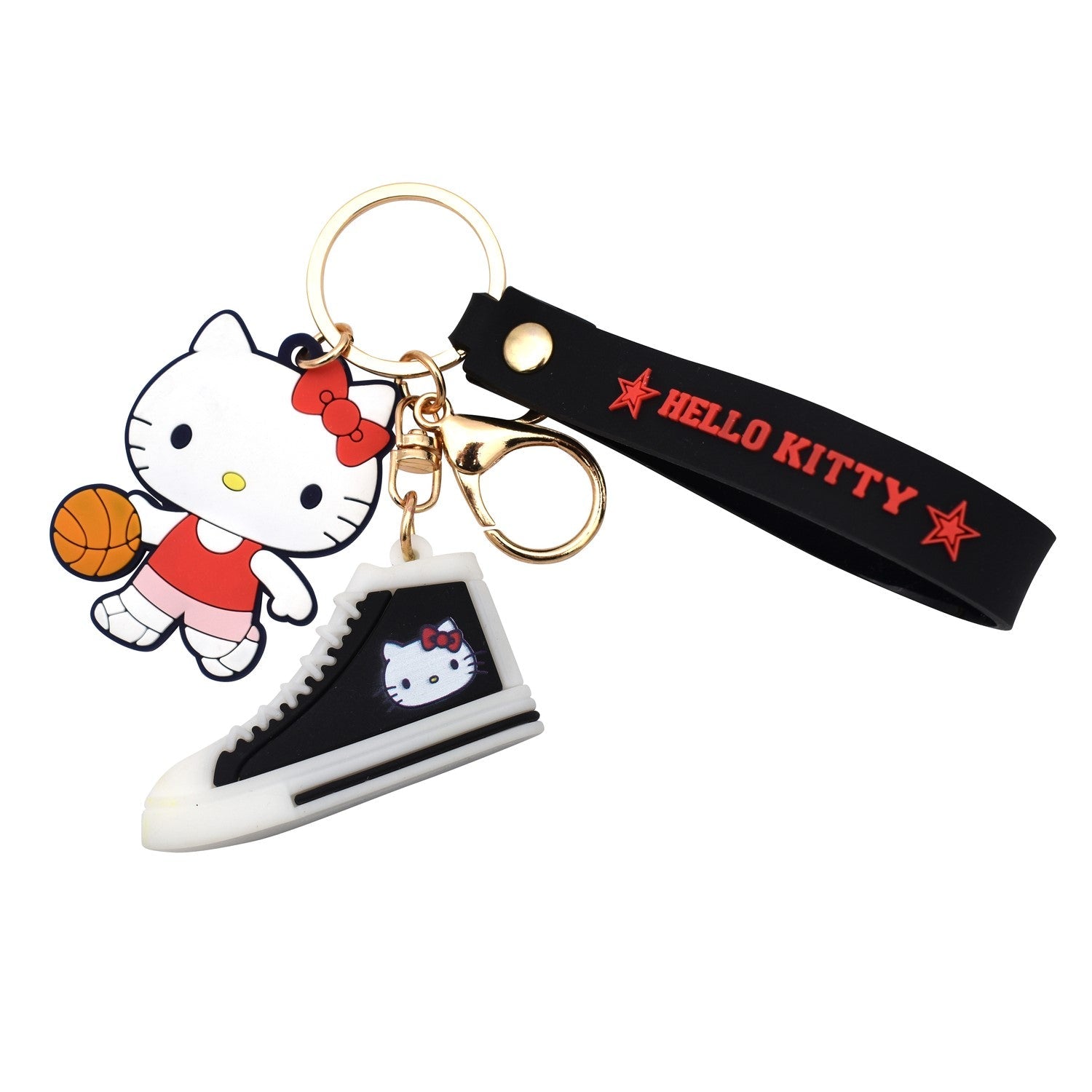 Hello Kitty Schlüsselanhänger schwarz, Einzelansicht am Schlüsselring