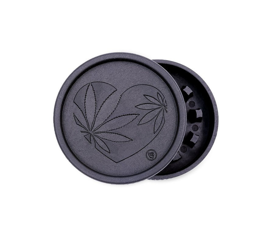 Schwarzer HEMP Grinder 420 Heart, 55 mm, 2-teilig