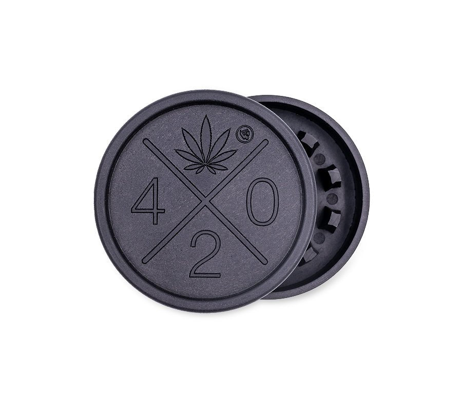 HEMP Grinder 420 Logo 55mm – Schwarz (2-teilig)