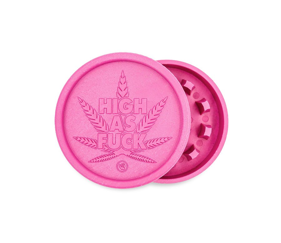 Rosa Hemp Grinder „High as Fuck“, 55 mm, 2-teilig