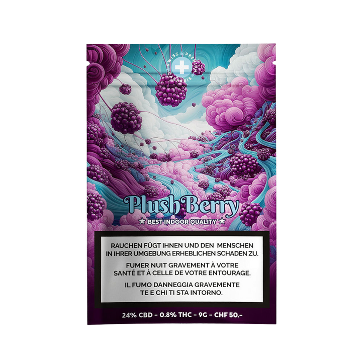 High Level Genetics Plush Berry Indoor CBD Blüten 9g Packung