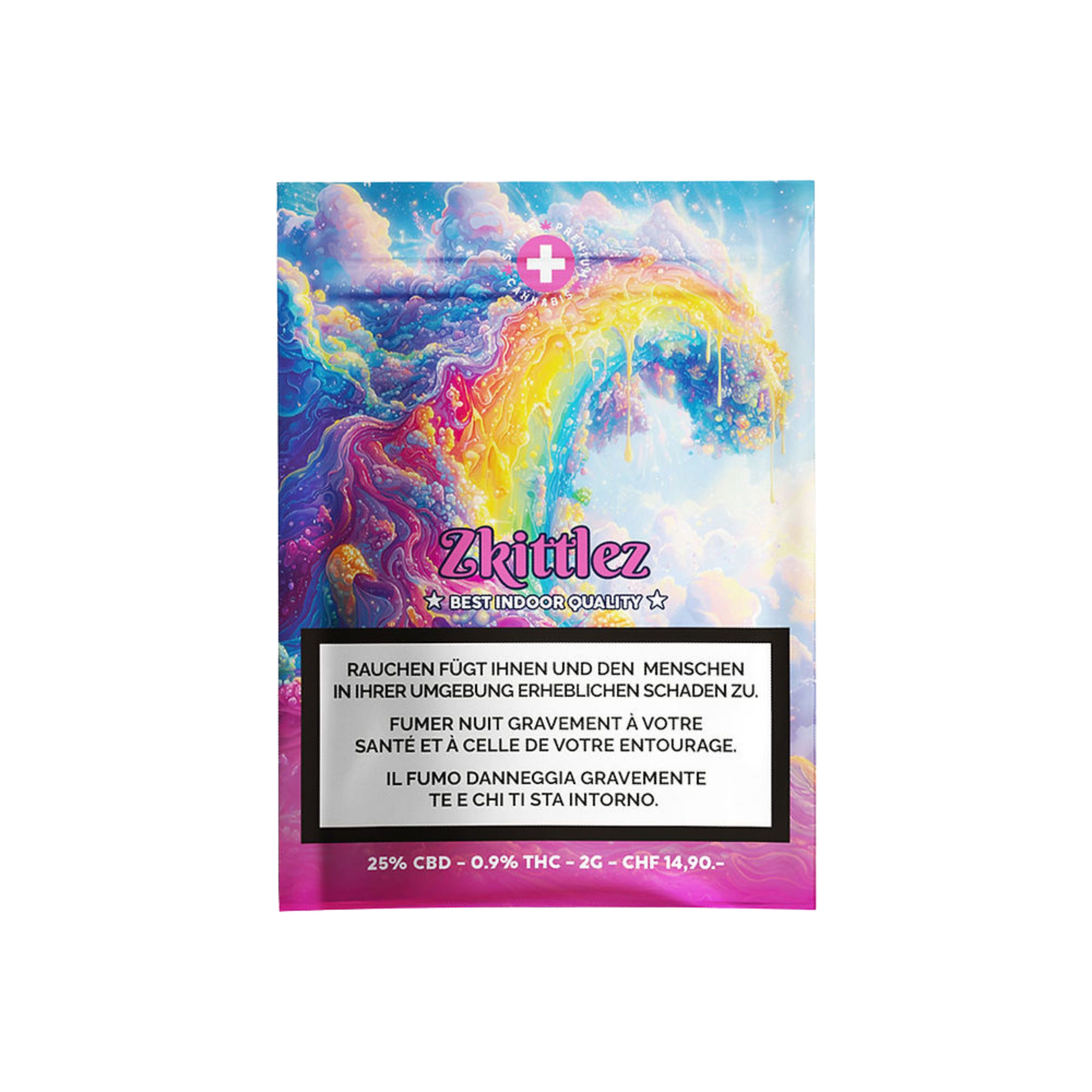 High Level Genetics Zkittlez Indoor CBD Blüten 2g Packung