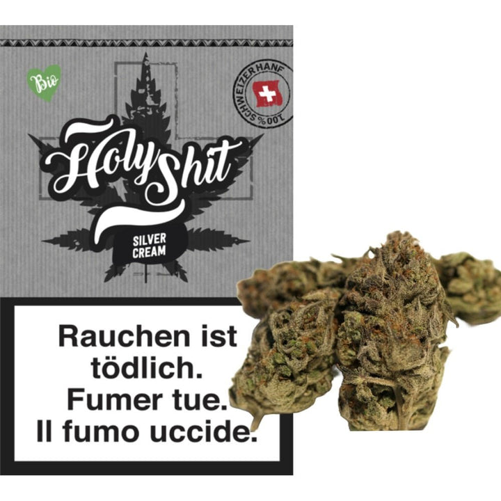 Holy Shit Silver Cream Indoor CBD Blüten 4g Packung