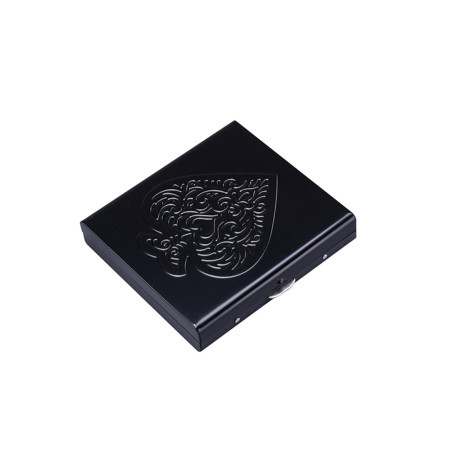 Schwarzes 20er Zigarettenetui Heart aus Metall, Vorderseite