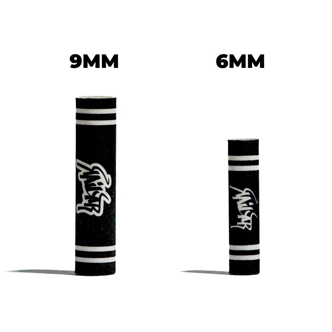 Grössenvergleich Kailar Aktivkohlefilter 6 mm und 9 mm
