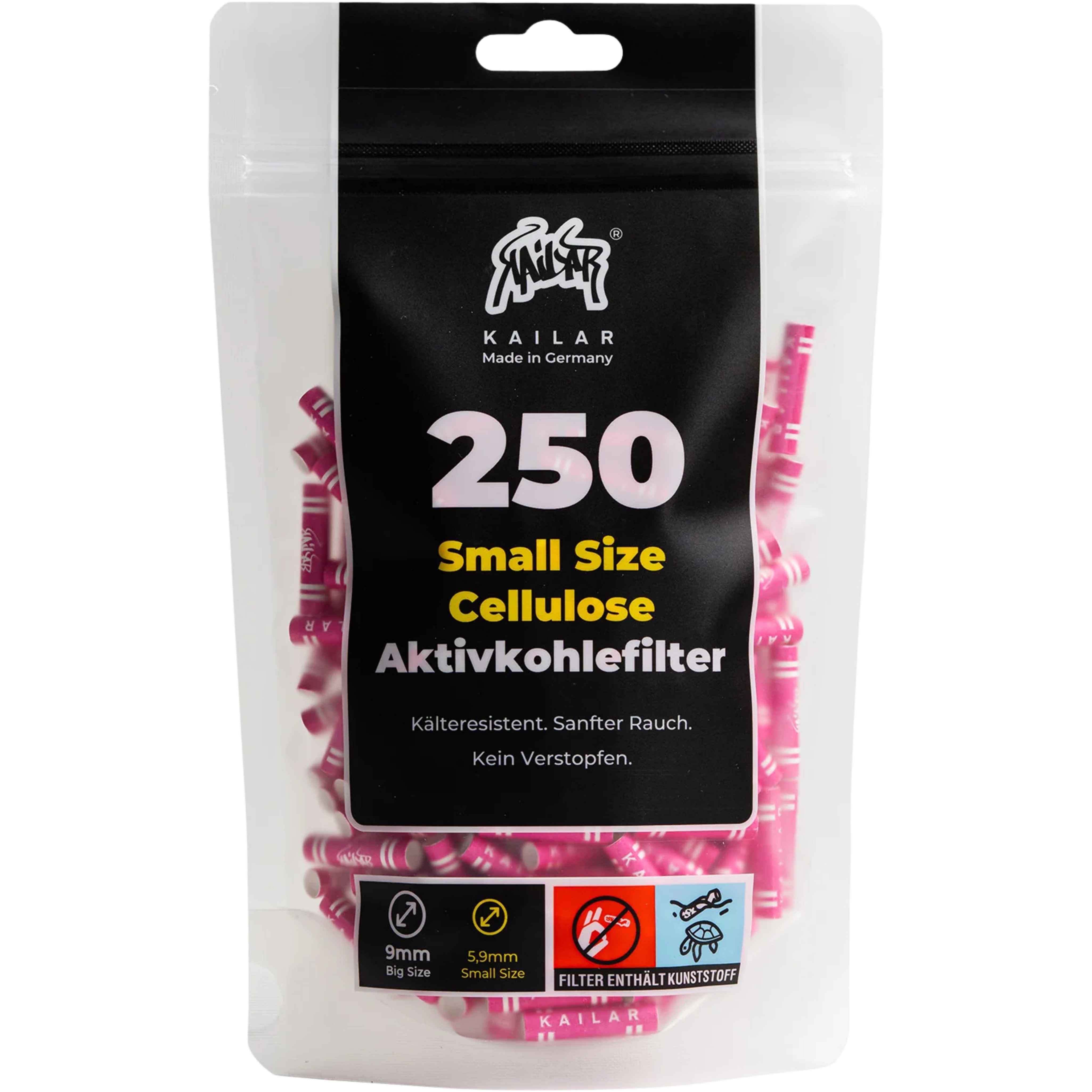 Kailar Slim Aktivkohlefilter Pink 250 Stück Ø 5,9 mm