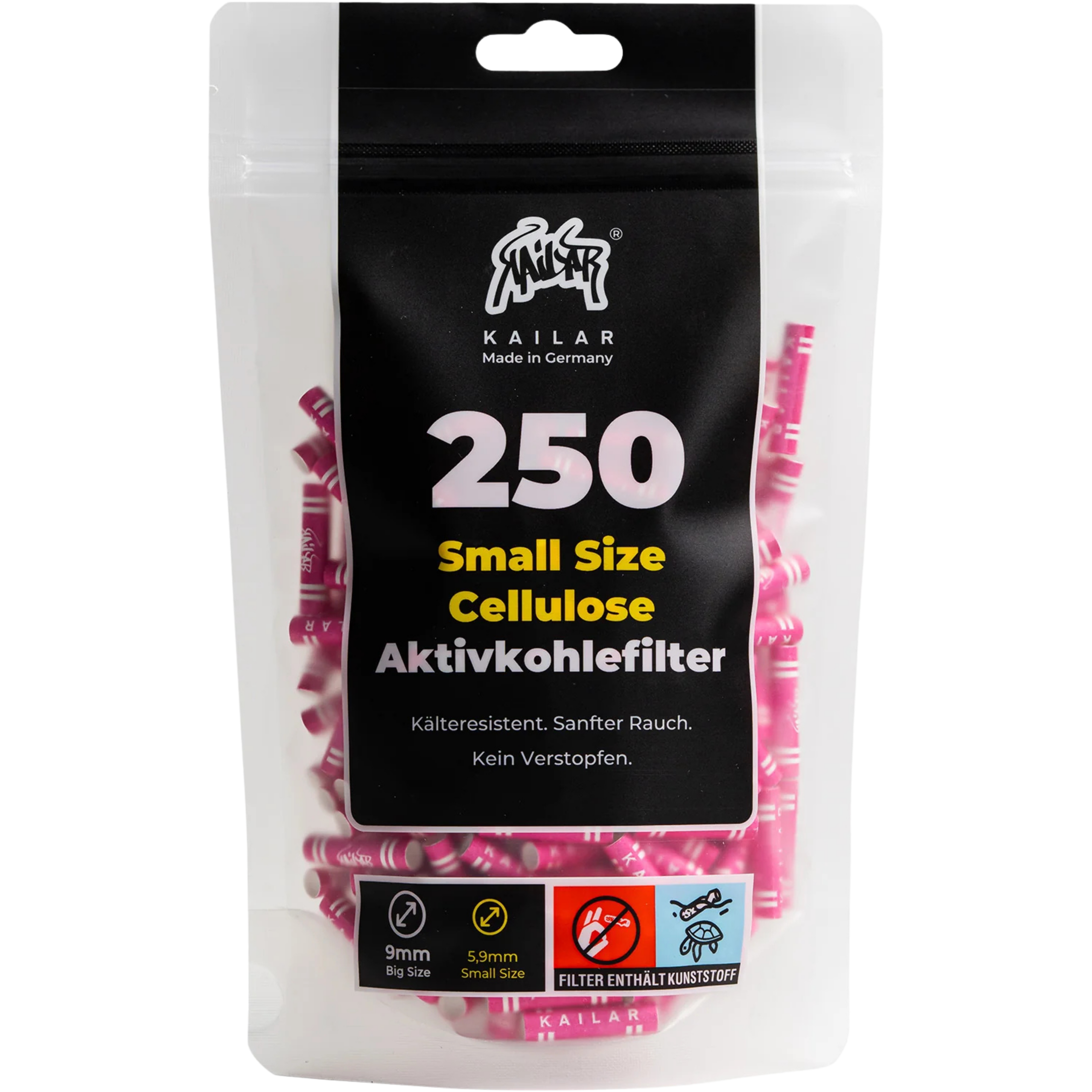 Kailar Slim Aktivkohlefilter Pink 250 Stück Ø 5,9 mm