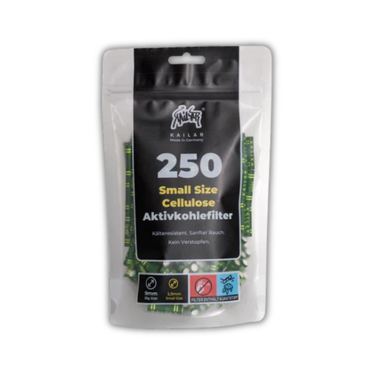 Kailar Slim Aktivkohlefilter Green 250 Stück Ø 5,9 mm