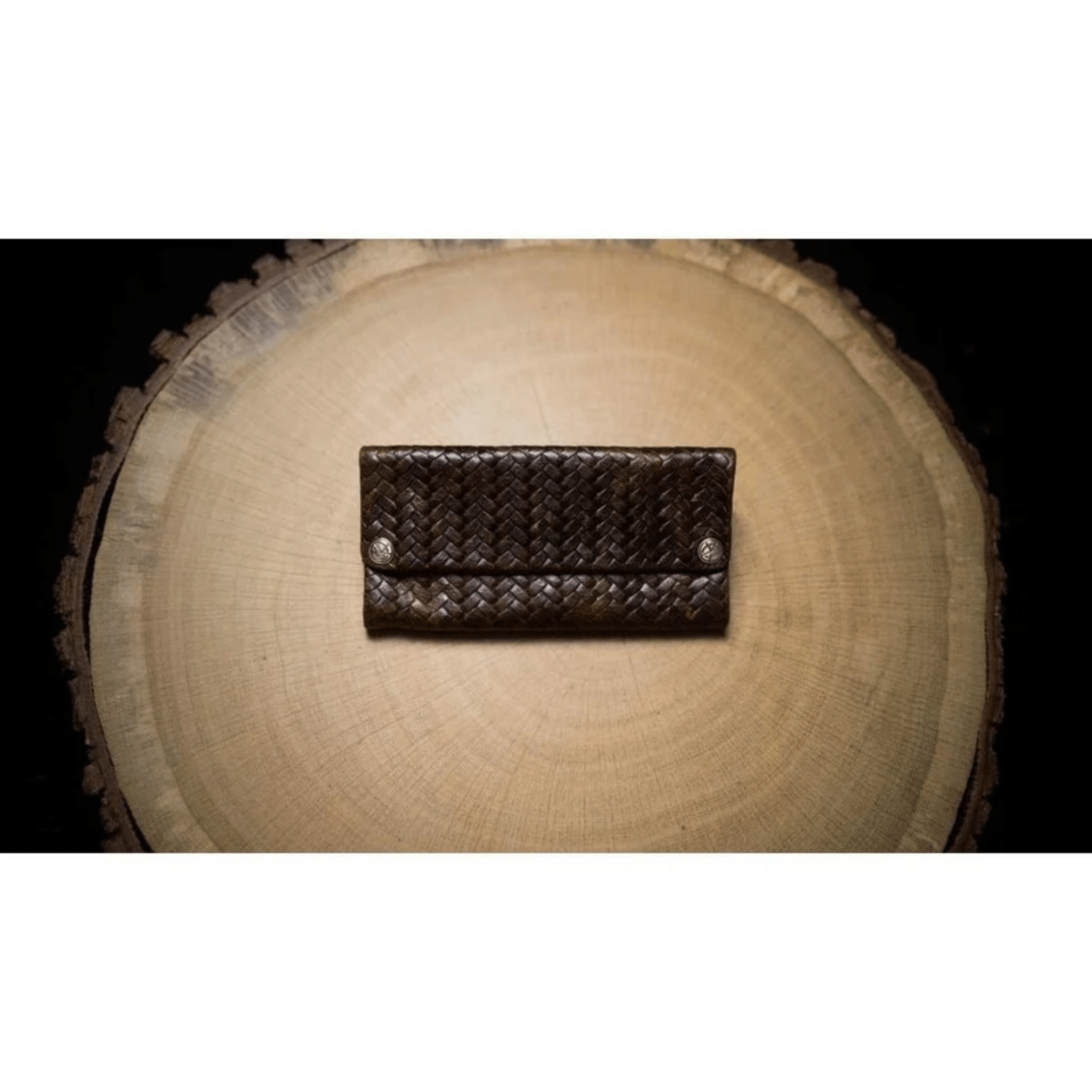 Kavatza Tabaktasche Woven Havana Brown aus gewebtem Leder