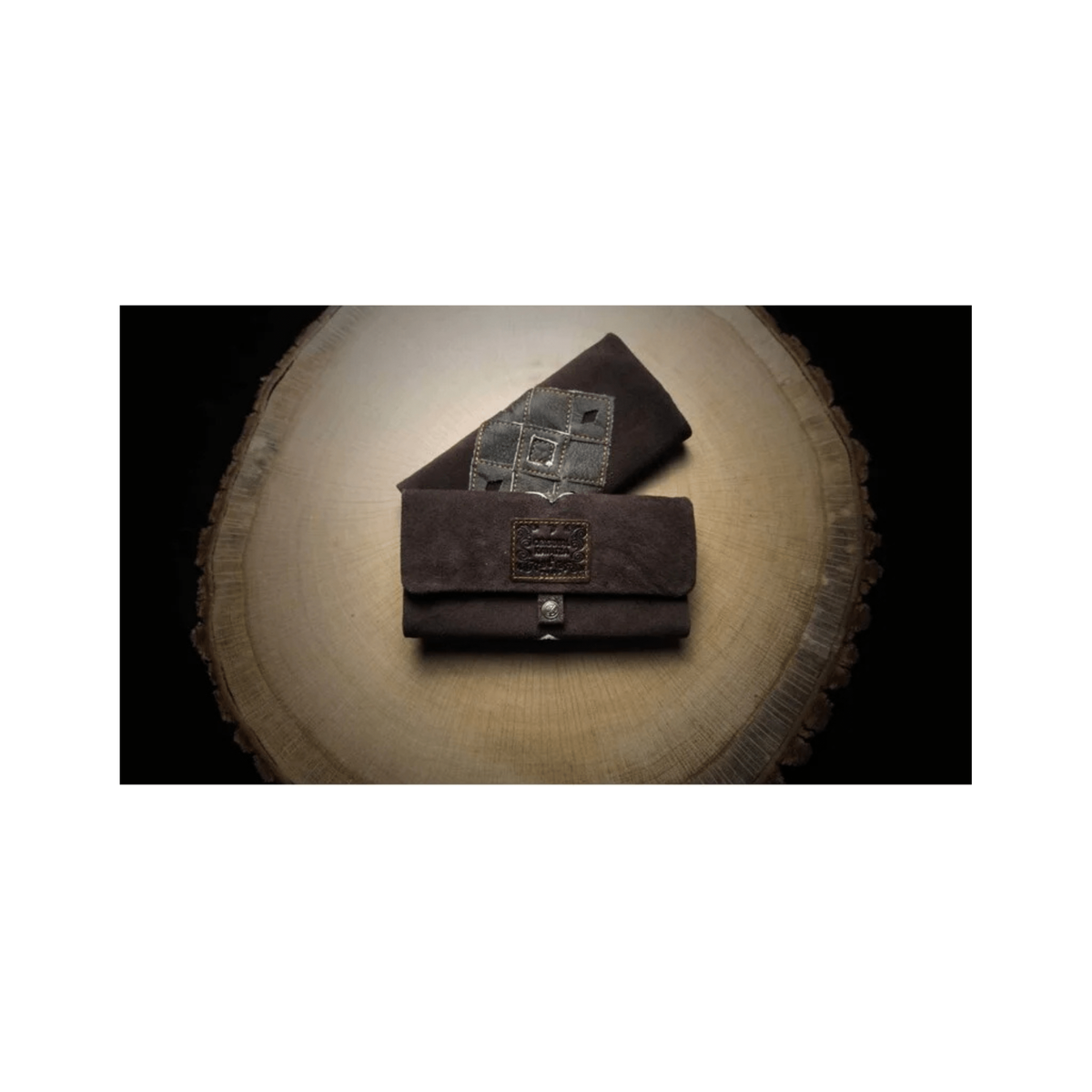Kavatza Tabaktasche Patchwork Earth Brown aus Echtleder