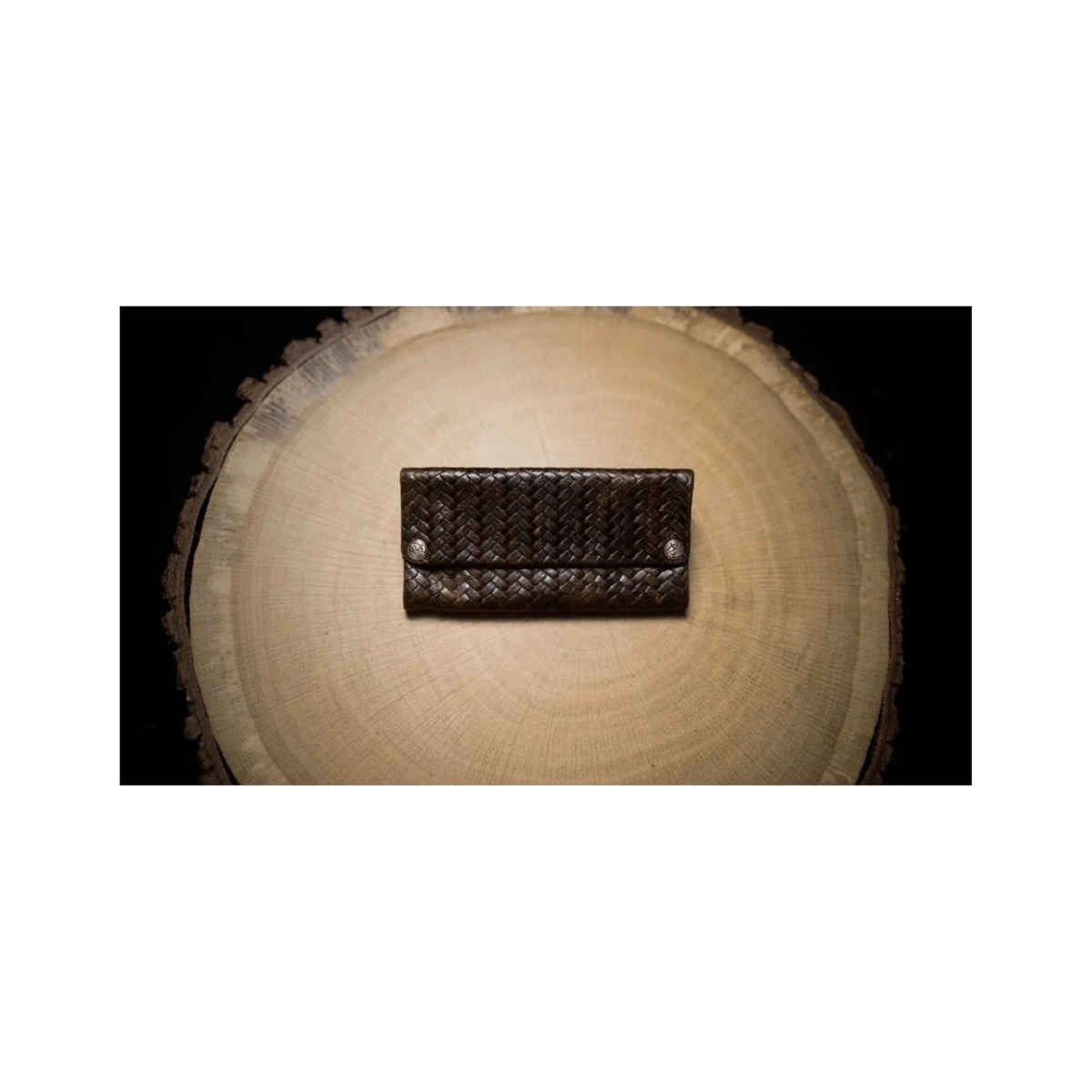 Kavatza Tabaktasche Woven Havana Brown aus gewebtem Leder
