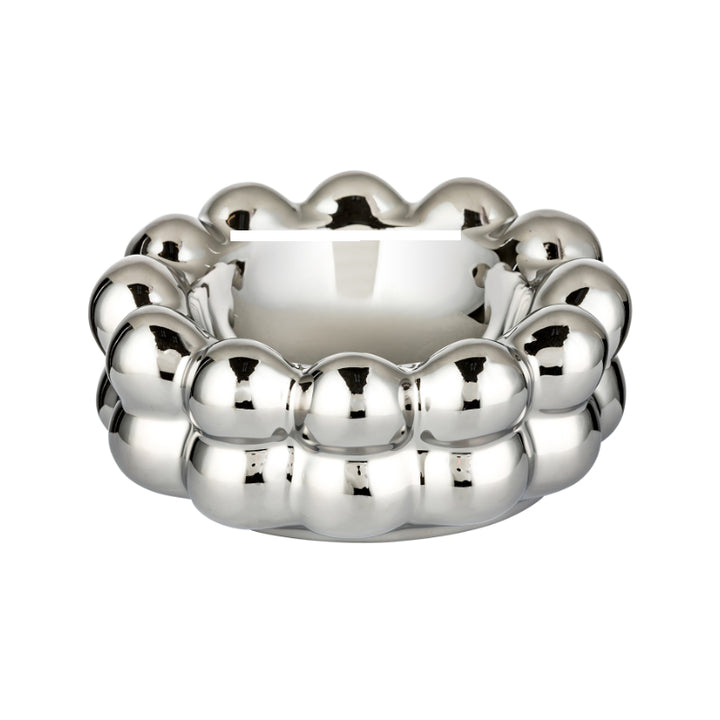 Angelo Aschenbecher aus Keramik, rund, Silber, 15 cm