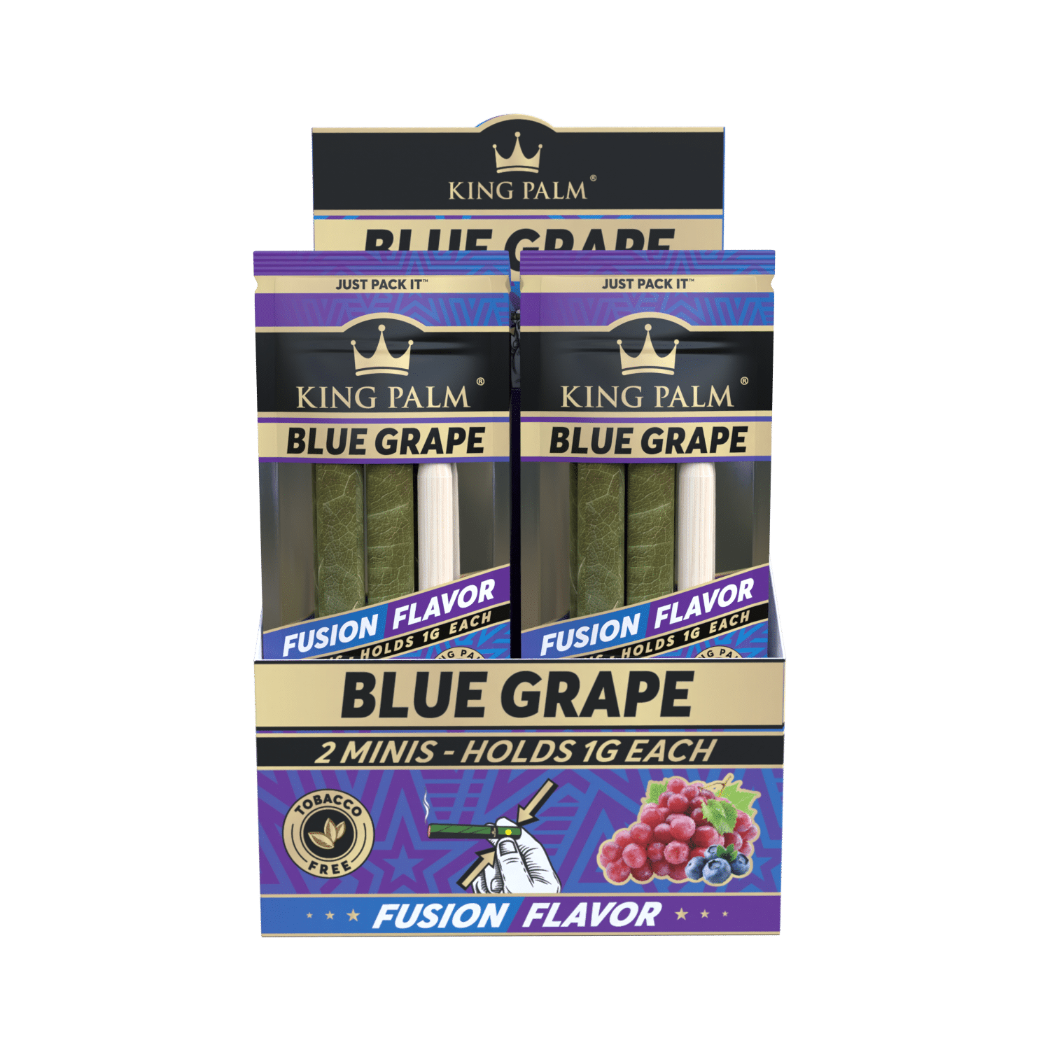 King Palm Mini Blue Grape Display schräg, 20 Packungen