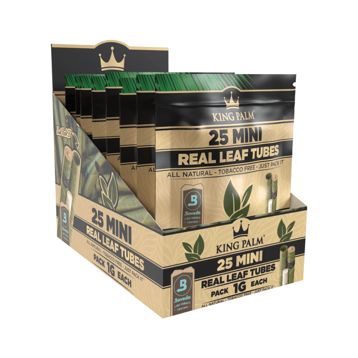 King Palm Mini Natural 25 Real Leaf Tubes Packung schräg