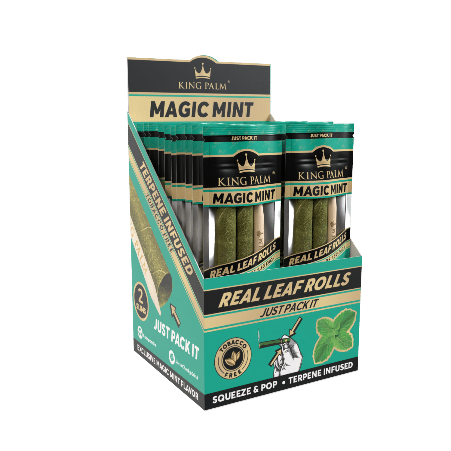 King Palm Slim Magic Mint 2er-Pack Packung schräg aufgenommen