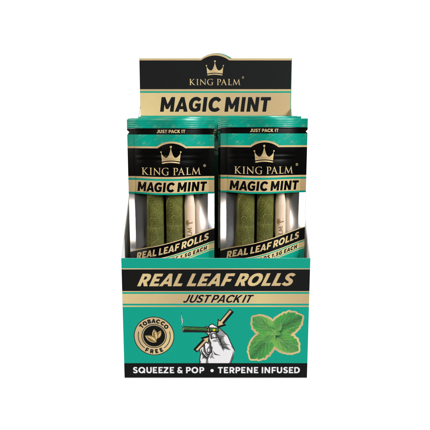 King Palm Magic Mint Display schräg mit 20 Packungen