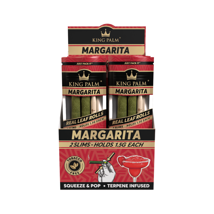King Palm Slim Margarita Display schräg mit 20 Packungen