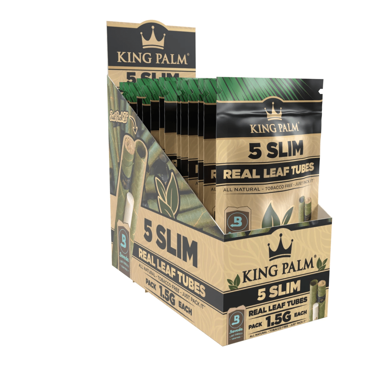 King Palm Slim Natural Display schräg, 15 Packungen