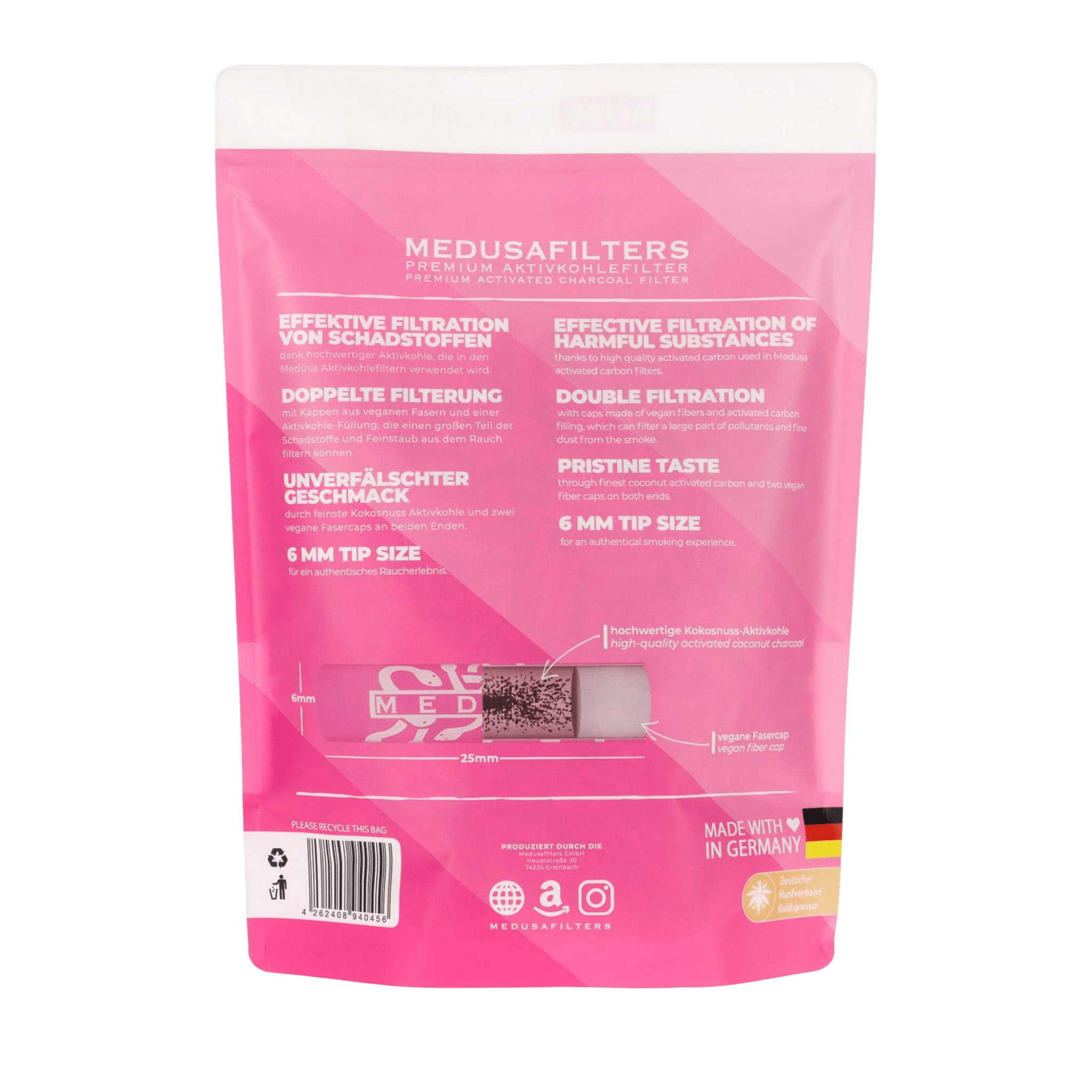 Medusa - 1000er Pack - ROSÉ - Hybrid Aktivkohlefilter kaufen bei rauchwerk.ch