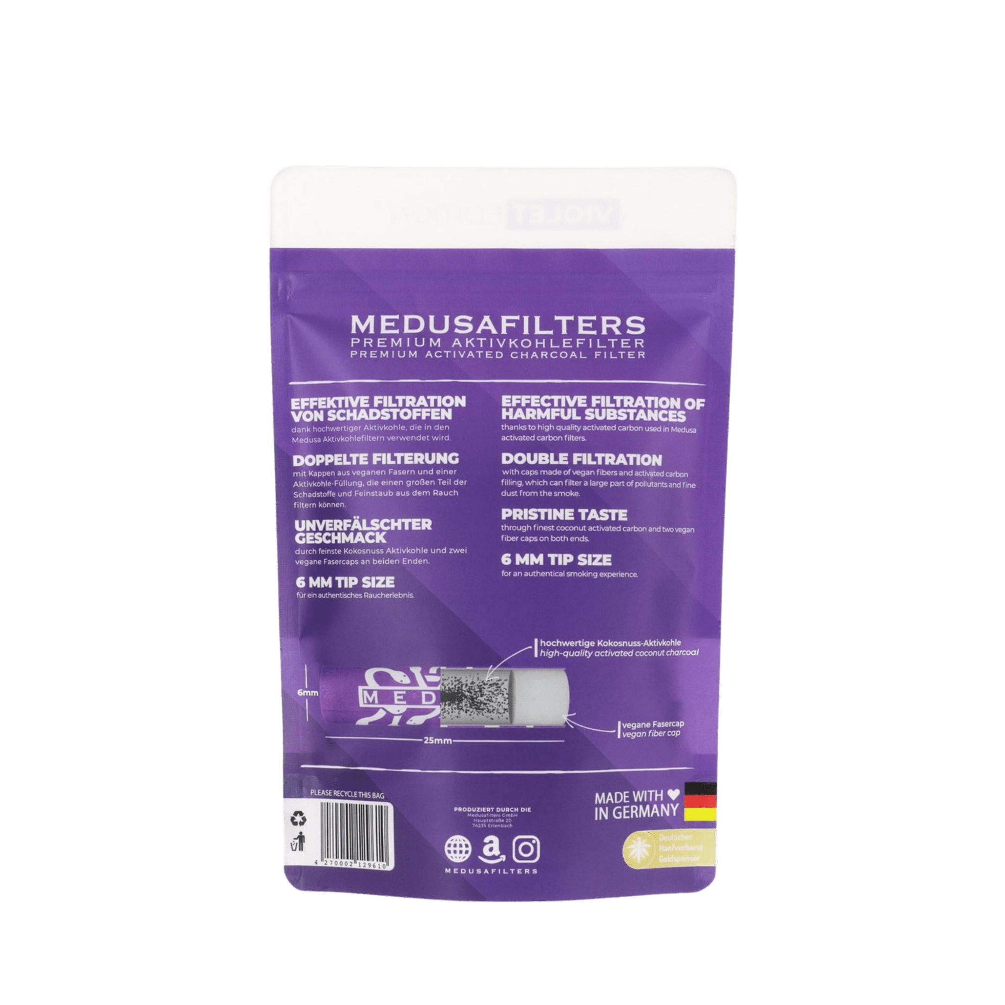 Medusa - 250er Pack - VIOLET - Hybrid Aktivkohlefilter kaufen bei rauchwerk.ch