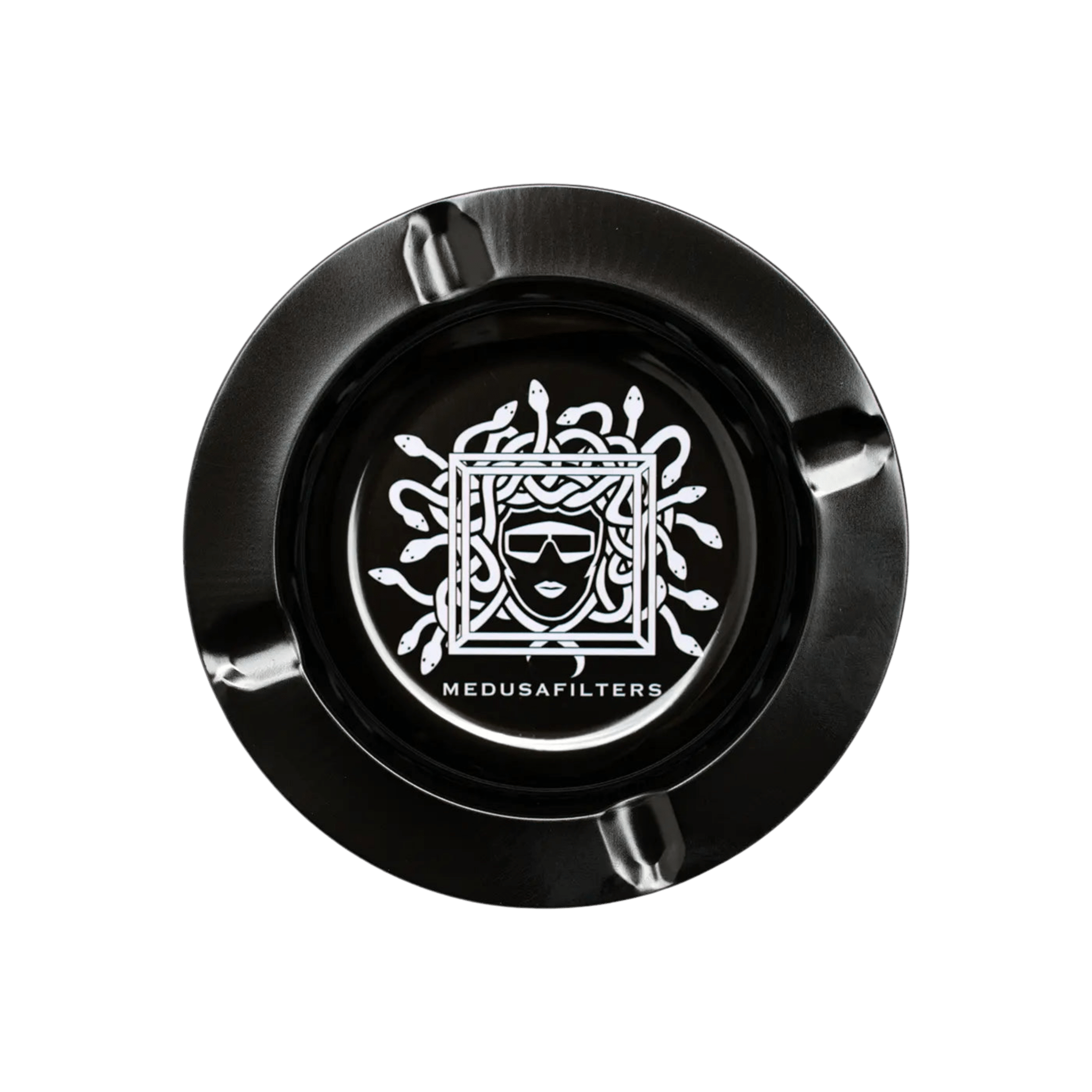 Medusa Aschenbecher schwarz aus Edelstahl, Ø 14 cm