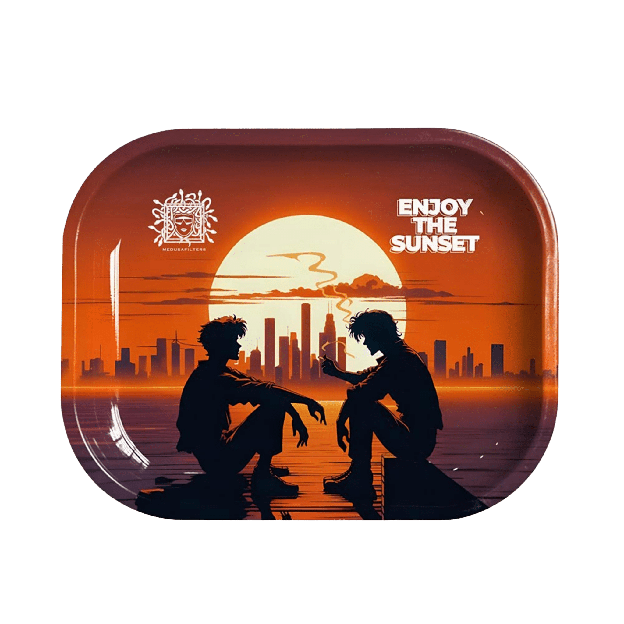 Medusa Rolling Tray SUNSET aus Edelstahl, 180×125 mm