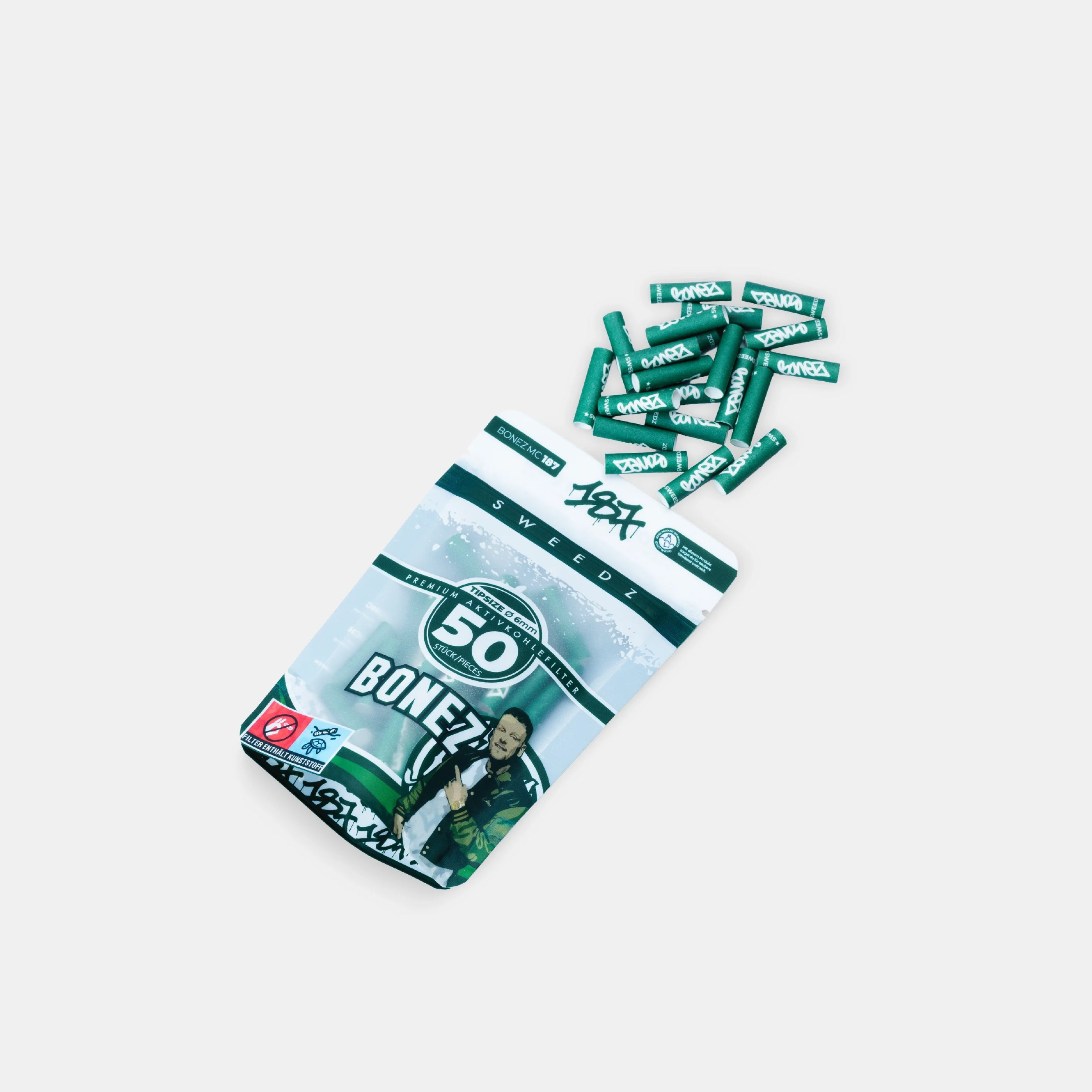 Detailansicht MedusaFilters x 187 Bonez MC Hybrid Aktivkohlefilter mit Keramikkappen