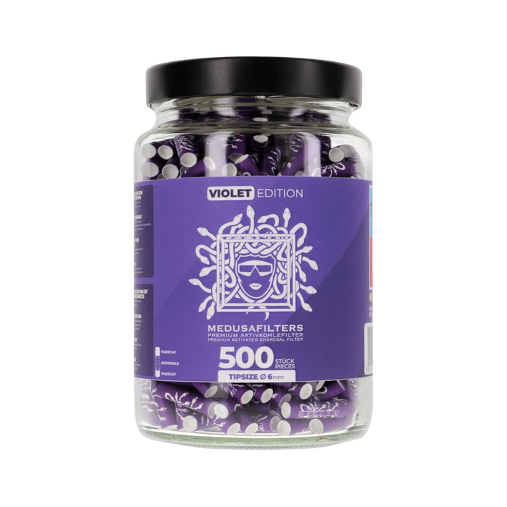 MedusaFilters VIOLET Hybrid Aktivkohlefilter 6 mm im 500er Glas