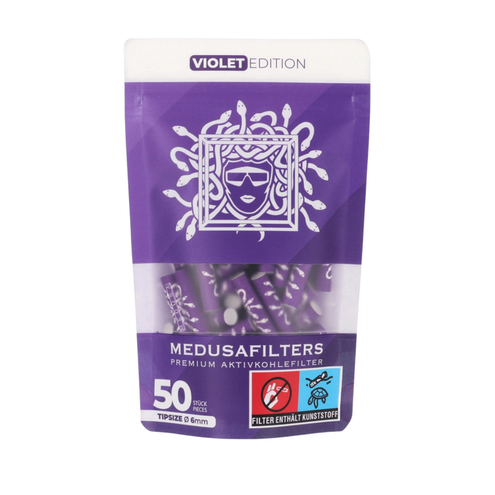 MedusaFilters VIOLET Hybrid Aktivkohlefilter 6 mm 50er Pack