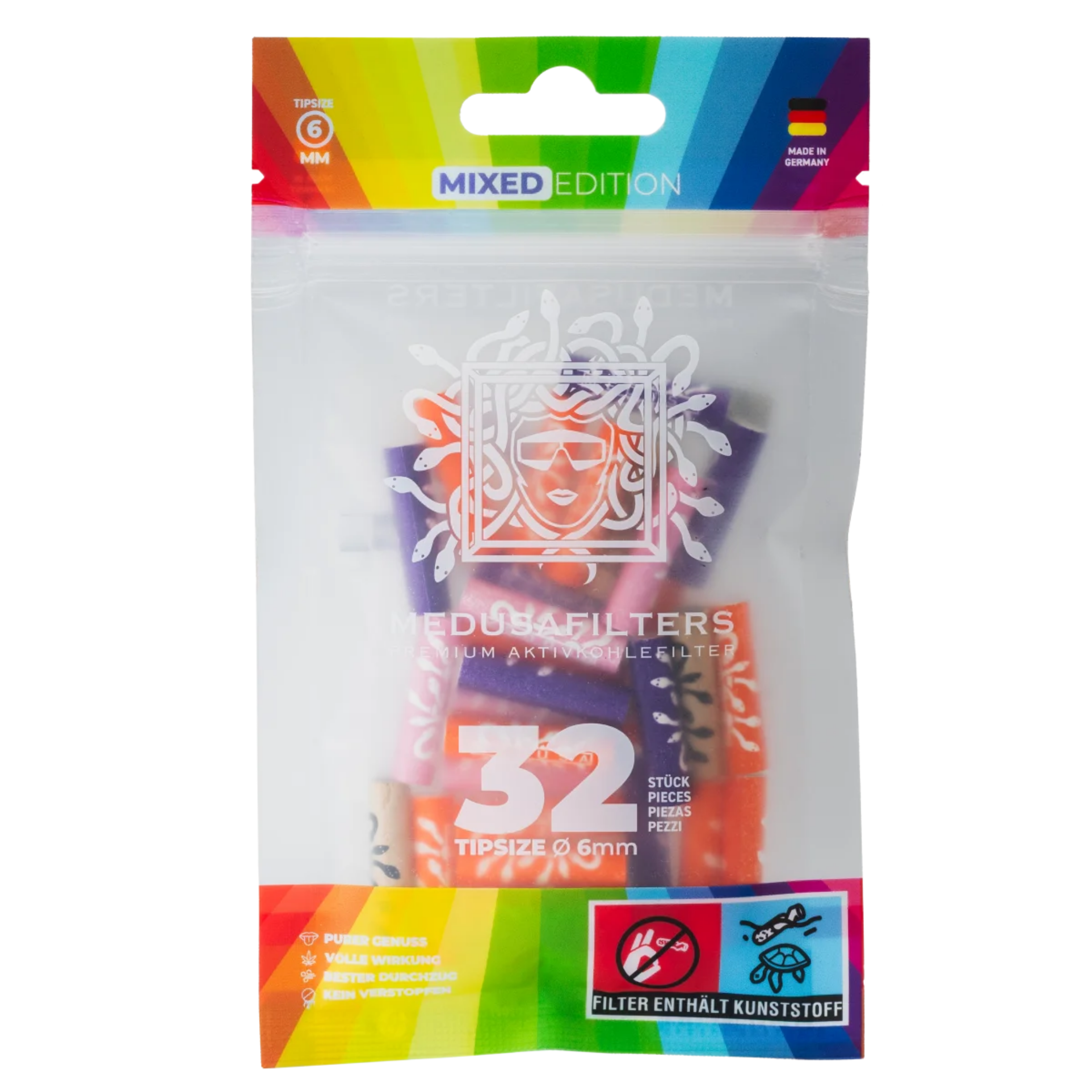 MedusaFilters Aktivkohlefilter 6mm Mixed Edition, 32 Stück