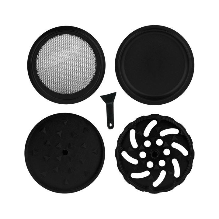 Unterseite des Medusa Keramik Spike Grinders mit Pollenfach