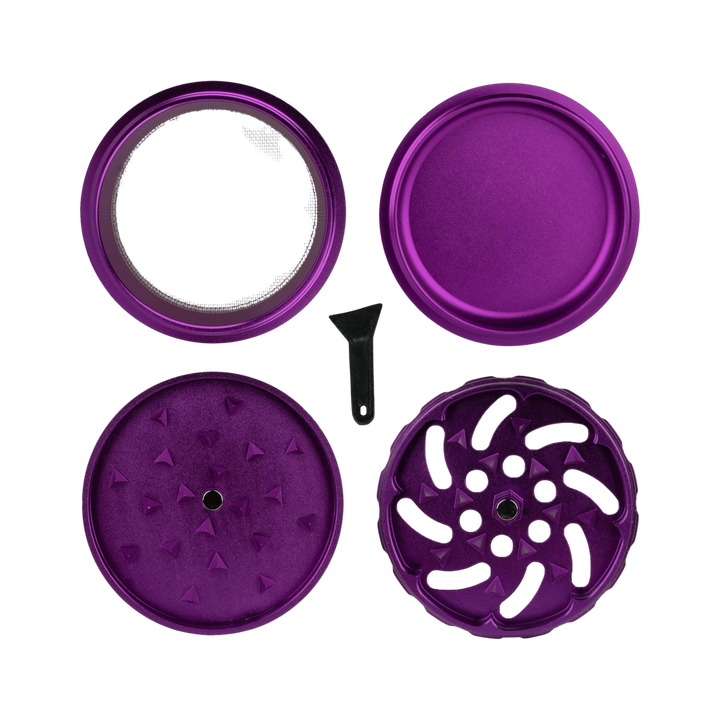 Unterseite des Medusa Keramik Spike Grinders mit Pollenfach