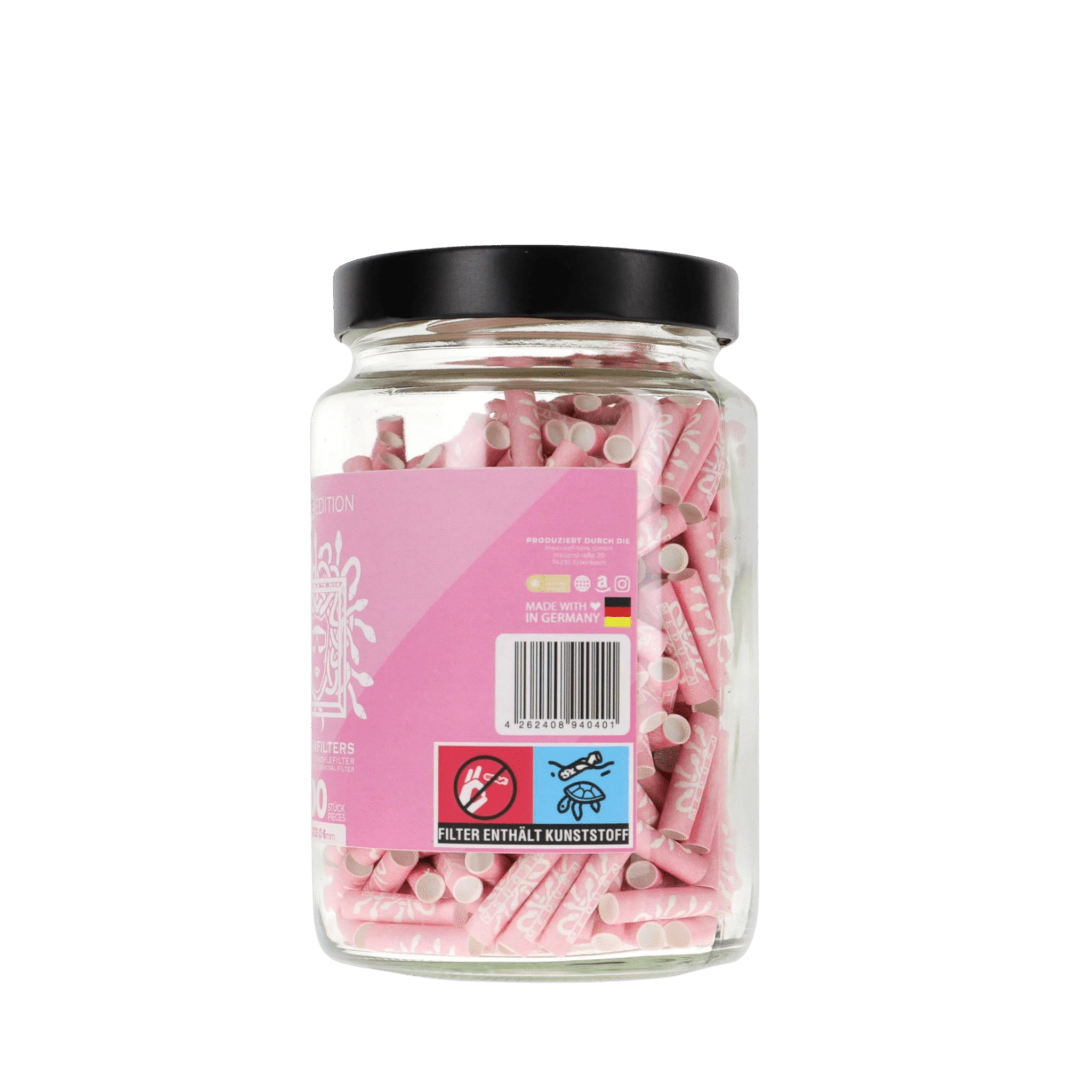 Detailansicht des MedusaFilters Rosé 500er Glases mit Filtern