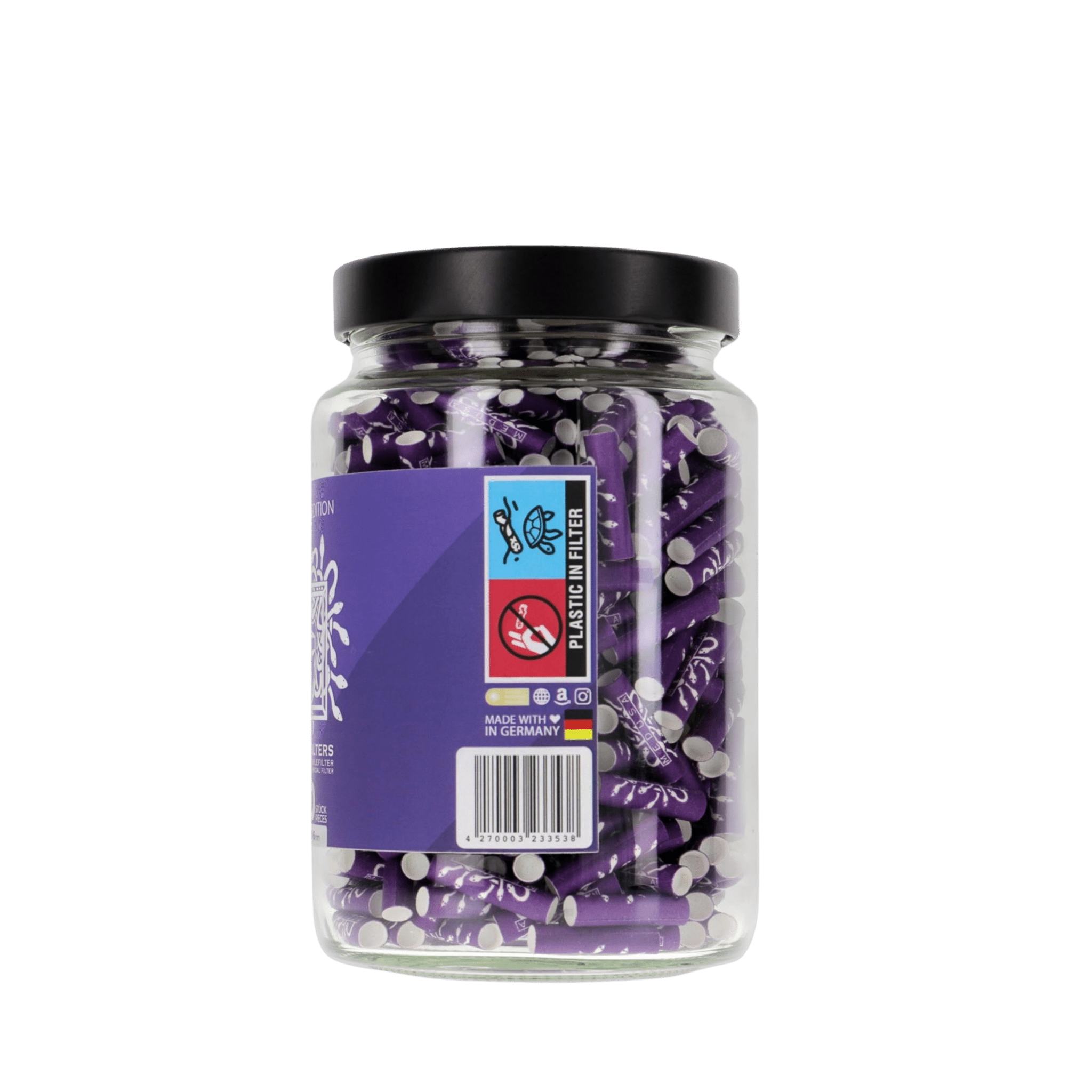 Detailansicht MedusaFilters VIOLET 500er Glas mit Hybridfiltern