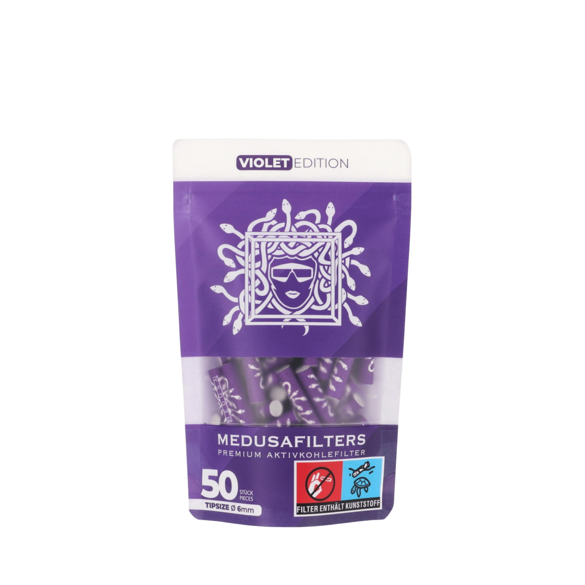 MedusaFilters VIOLET Hybrid Aktivkohlefilter 6 mm 50er Pack