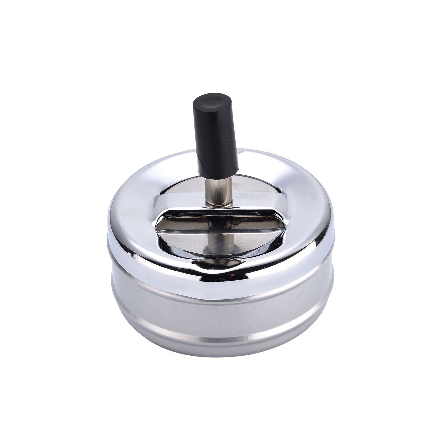 Metall Drehaschenbecher windgeschützt im polierten Metallic Look