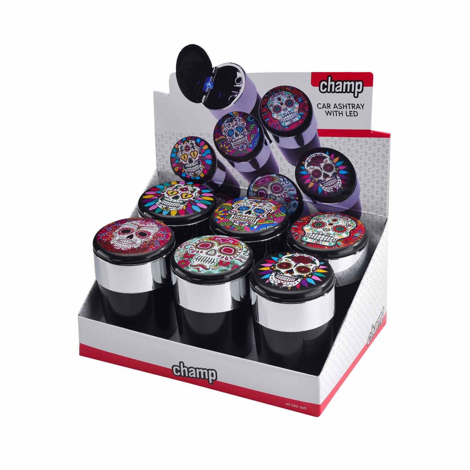 Detailansicht Mexican Skull Autoaschenbecher mit LED-Beleuchtung