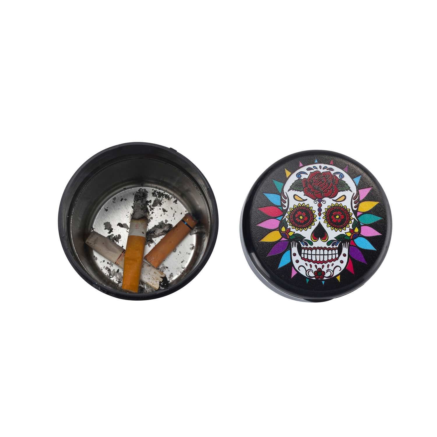 Innenansicht Mexican Skull Autoaschenbecher mit Deckel und LED