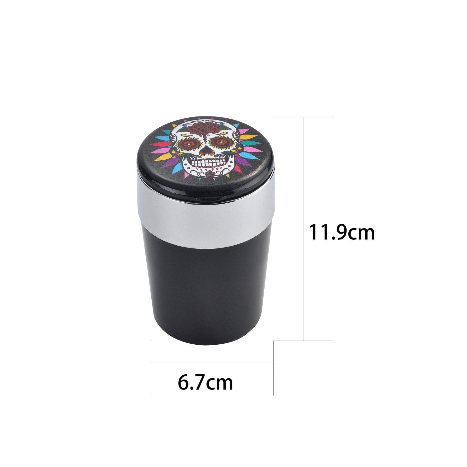 Mexican Skull Autoaschenbecher mit eingeschalteter LED-Beleuchtung