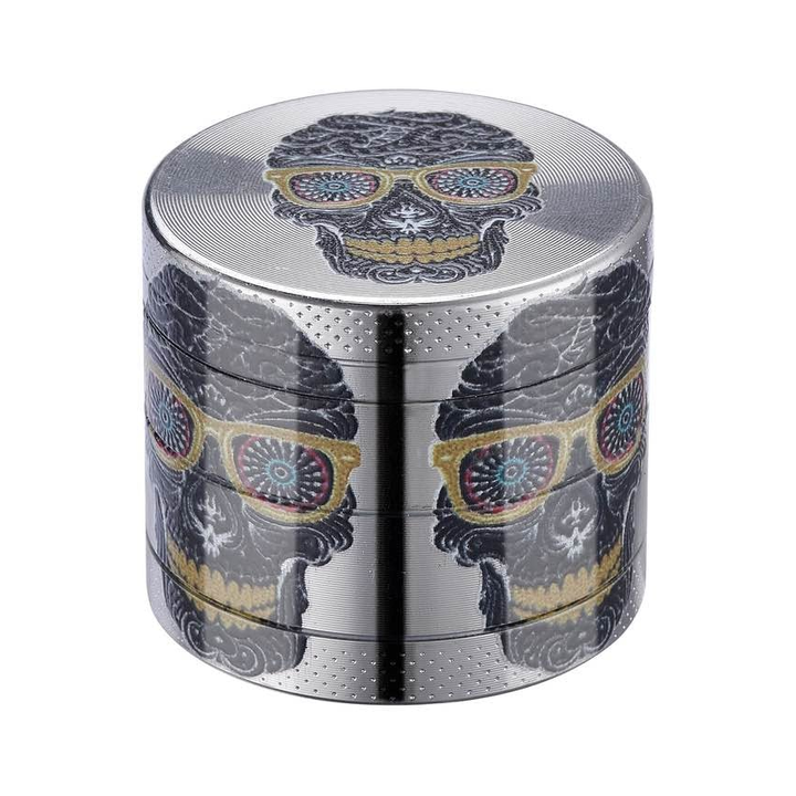 Mini-Grinder Skull, 4-teilig, 40 mm, Schwarz – Mühle für Kräuter und Tabak
