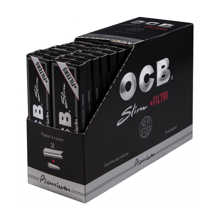 OCB Premium Slim Kingsize + Tips Display mit 32 Heftchen