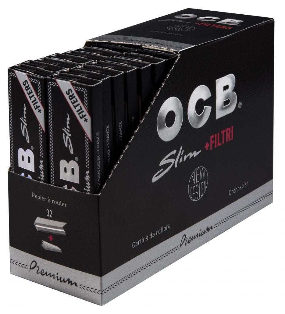 OCB Premium Slim Kingsize + Tips Display mit 32 Heftchen
