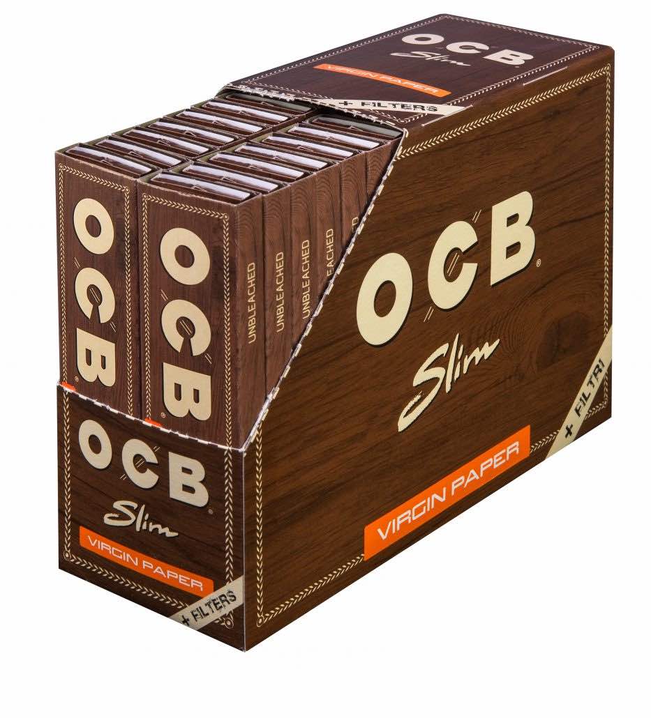 OCB Virgin Slim Unbleached + Tips Pack mit 32 Heftchen