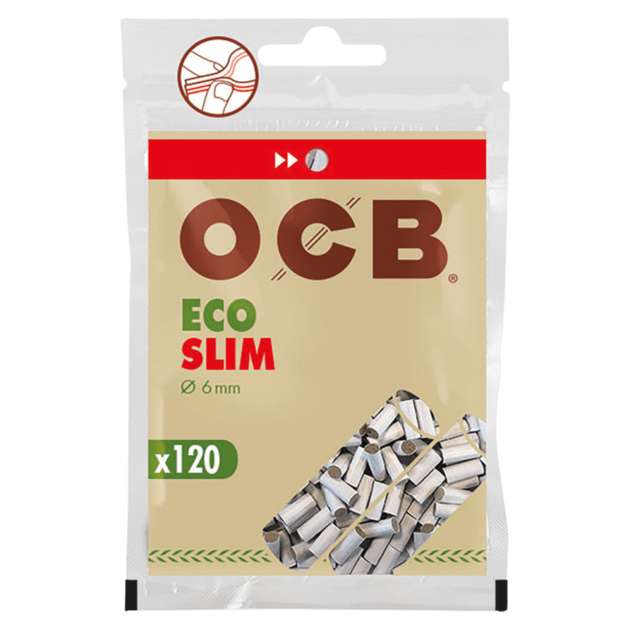 OCB Eco Slim 6mm Zigarettenfilter, biologisch abbaubar, umweltfreundlich, Packung mit 120 Stück