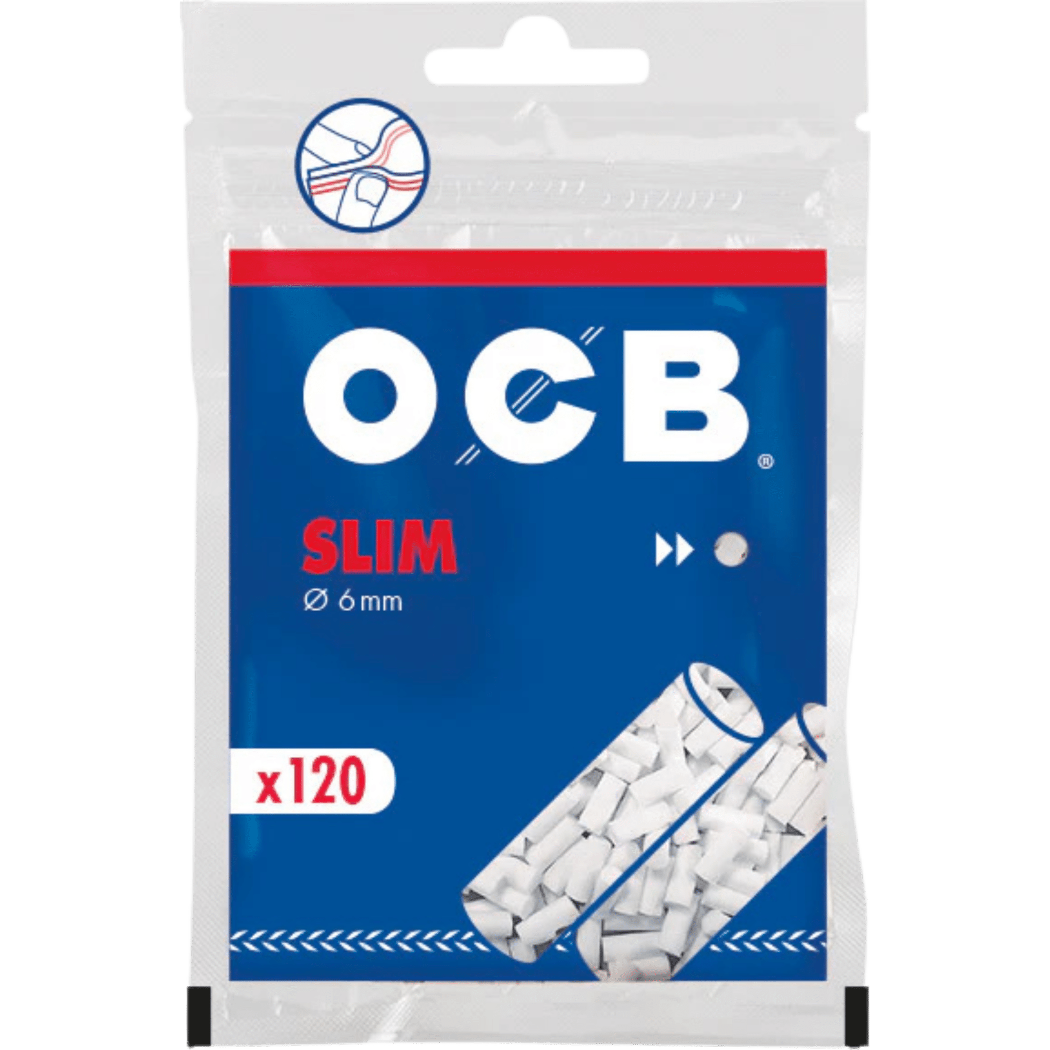 OCB Zigartennenfilter Slim 6mm, 120 Stück, für ein perfektes Raucherlebnis mit hervorragender Filterwirkung.
