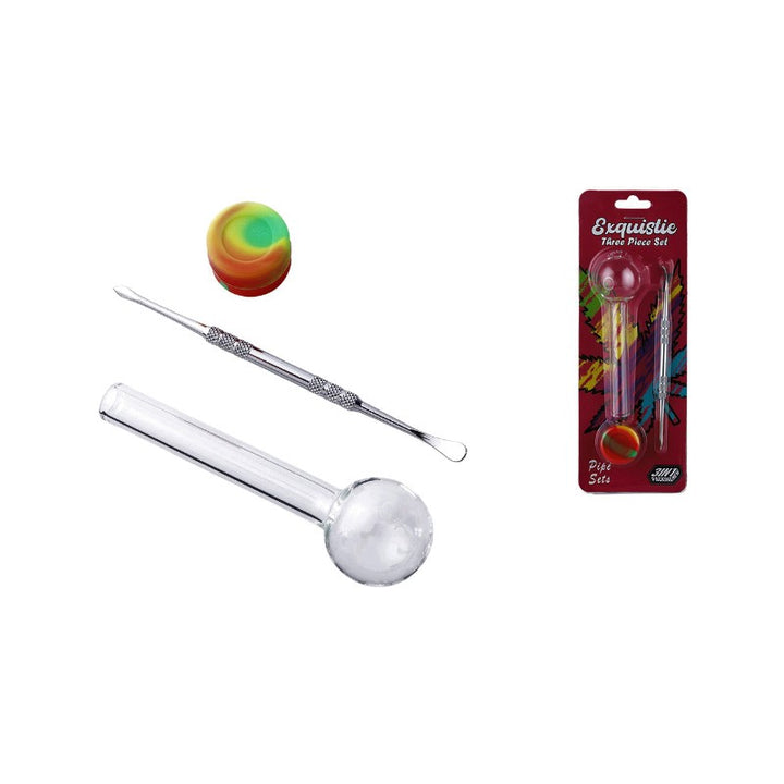 Dreamliner Ölpfeife mit Dabber und Silikonbehälter, 10.5 cm – Glaspfeifen-Set
